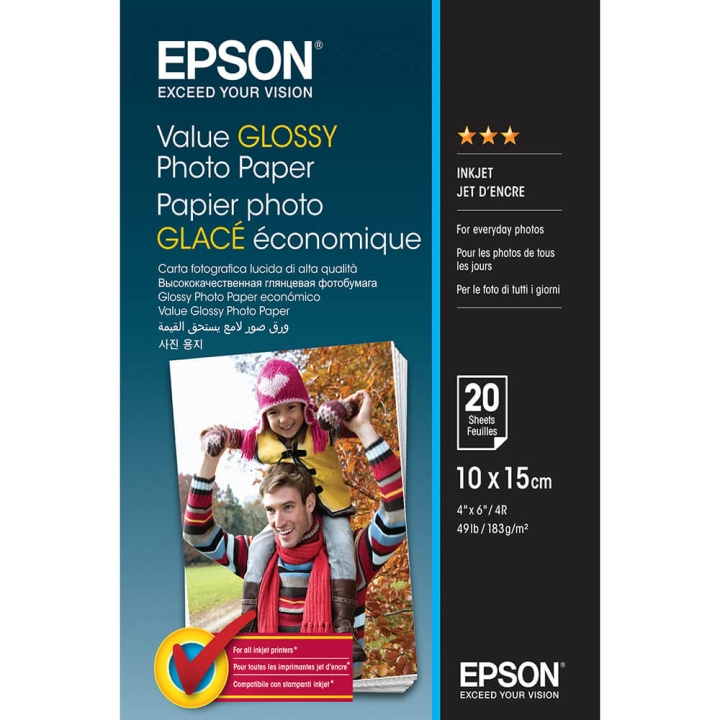 Epson 10x15 Value Glossy Photo Paper 10x15cm - 20 sheets ryhmässä KODINELEKTRONIIKKA / Valokuvat & Videot / Valokuvauslaitteet / Muut @ TP E-commerce Nordic AB (C79455)