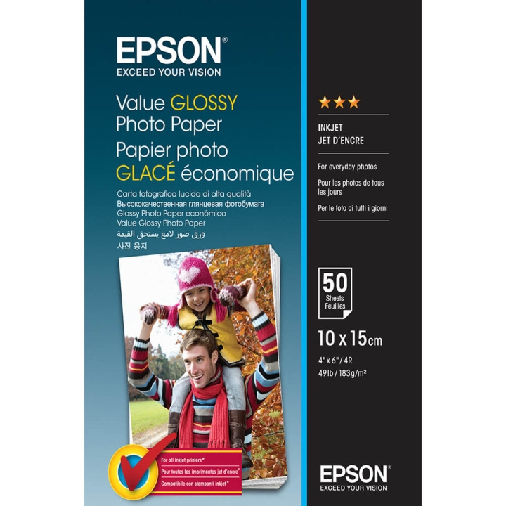 Epson 10x15 Value Glossy Photo Paper 10x15cm - 50 sheets ryhmässä KOTI, TALOUS JA PUUTARHA / Toimistotuotteet / Paperit ja vihkot @ TP E-commerce Nordic AB (C79456)