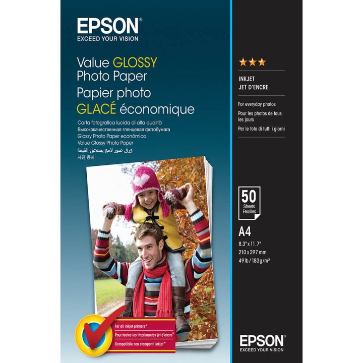 Epson A4 Value Glossy Photo Paper A4 - 50 sheets ryhmässä KODINELEKTRONIIKKA / Valokuvat & Videot / Valokuvauslaitteet / Muut @ TP E-commerce Nordic AB (C79458)