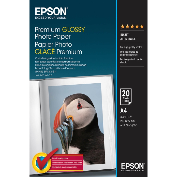 Epson A4 Premium Glossy Photo Pape A4 - 20 Sheets ryhmässä KODINELEKTRONIIKKA / Valokuvat & Videot / Valokuvauslaitteet / Muut @ TP E-commerce Nordic AB (C79464)