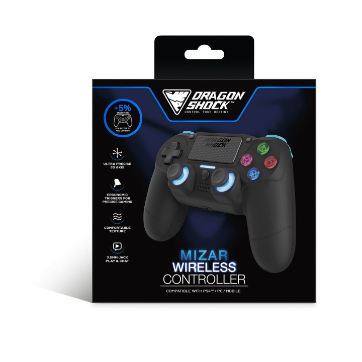 DragonShock Controller Mizar Wireless BT for PS4 Black ryhmässä KODINELEKTRONIIKKA / Pelikonsolit & Tarvikkeet / Sony PlayStation 4 @ TP E-commerce Nordic AB (C79476)