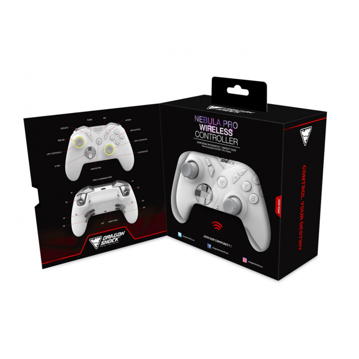 DragonShock Controller Nebula Pro Wireless BT for NSW White ryhmässä KODINELEKTRONIIKKA / Pelikonsolit & Tarvikkeet / Muut pelit @ TP E-commerce Nordic AB (C79483)