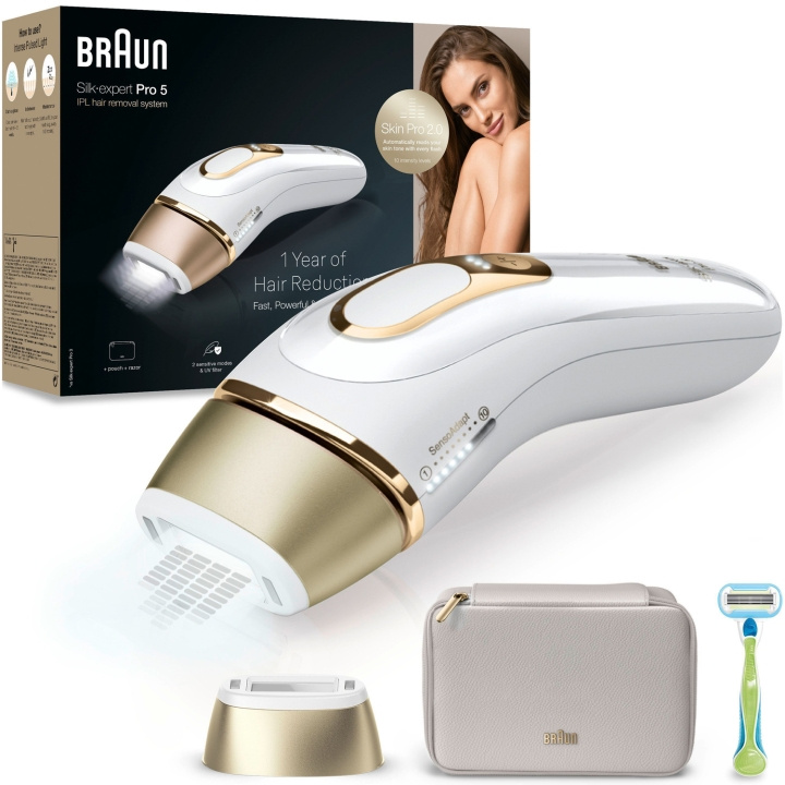 Braun IPL Silk-expert Pro 5 PL5052 White/Gold ryhmässä KAUNEUS JA TERVEYS / Hiukset &Stailaus / Karvanpoisto / IPL ja laaseri @ TP E-commerce Nordic AB (C79526)