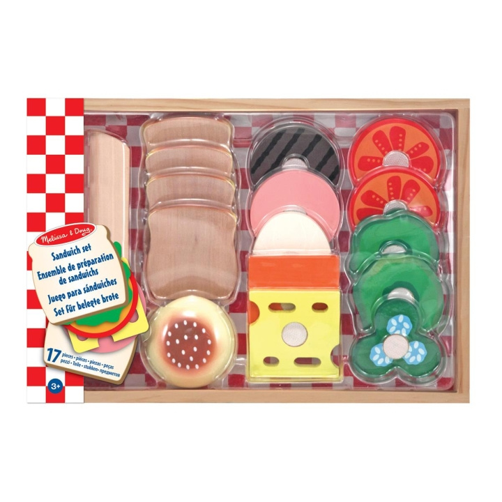 Melissa & Doug Ruokaleikki puinen sandwich-setti ryhmässä LELUT, TUOTTEET LAPSILLE JA VAUVOILLE / Leikkikalut, Askartelu &Pelit / Pieni koti @ TP E-commerce Nordic AB (C79803)