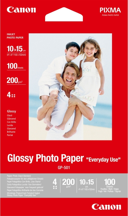 Canon GP-501 Glossy Photo Paper -valokuvapaperi, 10 x 15 cm, 100 arkkia ryhmässä KODINELEKTRONIIKKA / Valokuvat & Videot / Valokuvauslaitteet / Muut @ TP E-commerce Nordic AB (C80149)