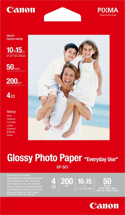 Canon GP-501 Glossy Photo Paper -valokuvapaperi, 10 x 15 cm, 50 arkkia ryhmässä KODINELEKTRONIIKKA / Valokuvat & Videot / Valokuvauslaitteet / Muut @ TP E-commerce Nordic AB (C80167)