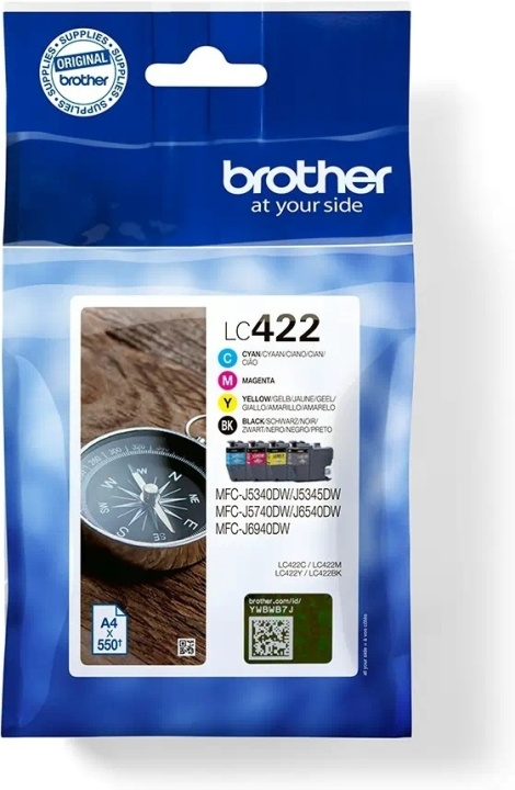 Brother LC422VALDR -mustekasettipakkaus, 4 väriä ryhmässä TIETOKOONET & TARVIKKEET / Tulostimet & Tarvikkeet / Musteet ja väriaineet / Mustepatruunat / Brother @ TP E-commerce Nordic AB (C80317)