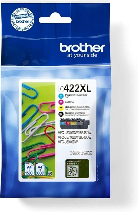 Brother LC422XLVALDR -mustekasettipakkaus, 4 väriä ryhmässä TIETOKOONET & TARVIKKEET / Tulostimet & Tarvikkeet / Musteet ja väriaineet / Mustepatruunat / Brother @ TP E-commerce Nordic AB (C80318)