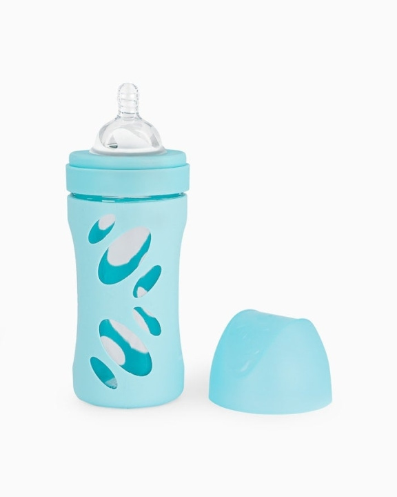 Twistshake Anti-Colic lasipullo pastellinsininen 260 ml ryhmässä LELUT, TUOTTEET LAPSILLE JA VAUVOILLE / Syö ja juo / Tuttipullot & Tarvikkeet @ TP E-commerce Nordic AB (C81013)