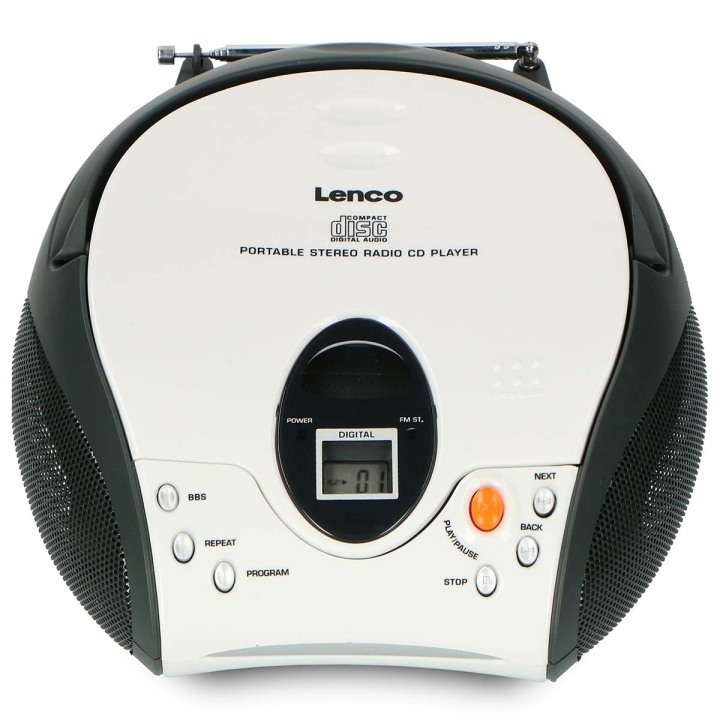 Lenco Kannettava stereo FM-radio CD-levyllä Valkoinen ryhmässä KODINELEKTRONIIKKA / Ääni & Kuva / Kotiteatteri, HiFi ja kannettavat / Radio & Herätyskellot / Radio @ TP E-commerce Nordic AB (C81436)