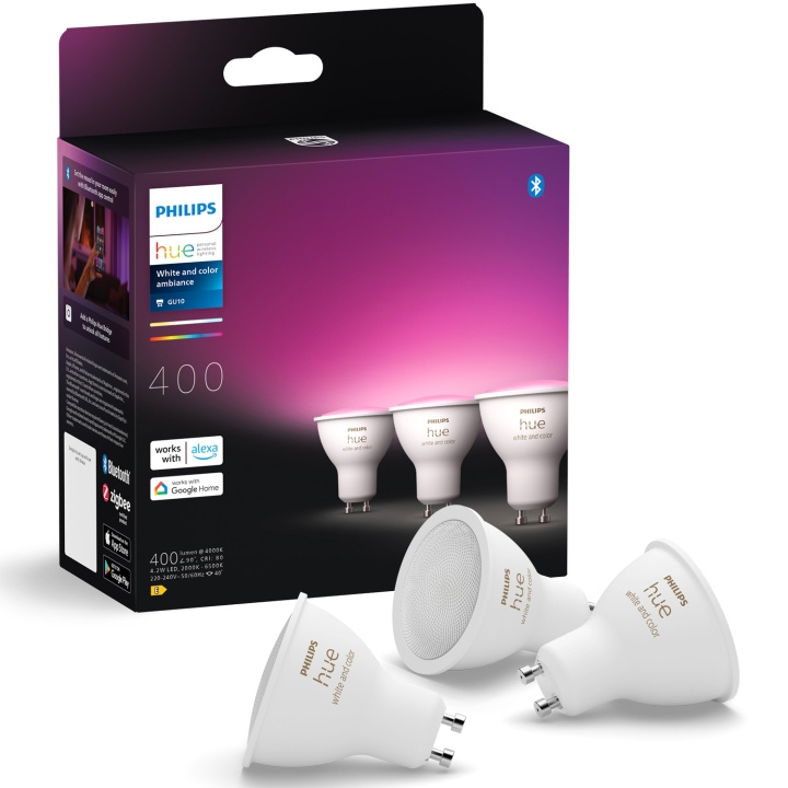 Philips Hue White and Color Ambiance GU10 400lm 3-pack ryhmässä KODINELEKTRONIIKKA / Valaistus / LED-lamput @ TP E-commerce Nordic AB (C81445)