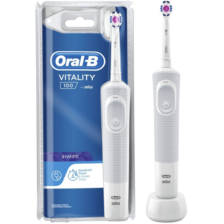 Oral B Eltandborste Vitality 100 3D White ryhmässä KAUNEUS JA TERVEYS / Suunhoito / Sähköhammasharjat @ TP E-commerce Nordic AB (C81553)