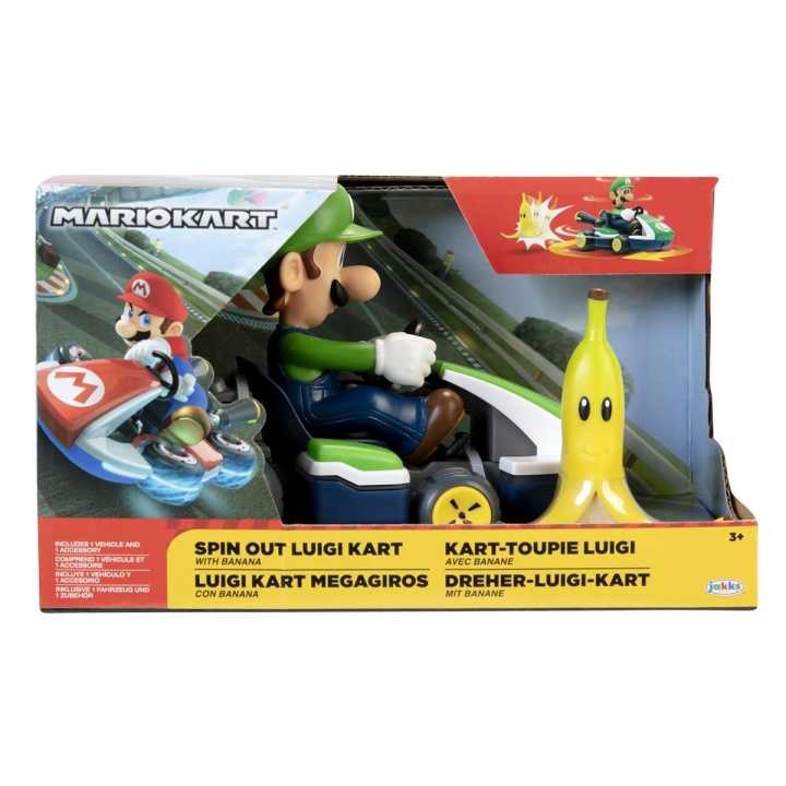 JAKKS Pacific Super Mario 2.5 tuuman Spin Out Mario Kart Luigi ryhmässä LELUT, TUOTTEET LAPSILLE JA VAUVOILLE / Leikkikalut, Askartelu &Pelit / Leikkiautot @ TP E-commerce Nordic AB (C81819)