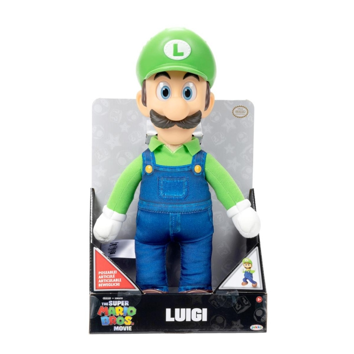 JAKKS Pacific Super Mario Movie Premium Posable Pehmo 15 tuuman Luigi ryhmässä LELUT, TUOTTEET LAPSILLE JA VAUVOILLE / Lelut vauvoille (0-3v) / Pehmolelut @ TP E-commerce Nordic AB (C81911)