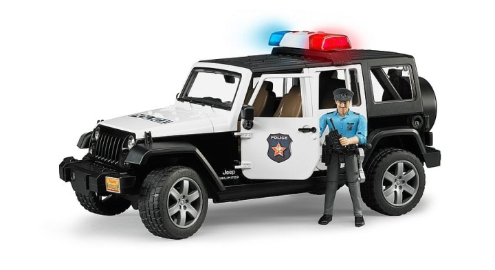 Bruder Jeep Wrangler Unlimited Rubicon poliisiajoneuvo ja poliisi (02526) ryhmässä URHEILU, VAPAA-AIKA JA HARRASTUS / Harrastus / Muovimallit / Autot @ TP E-commerce Nordic AB (C83601)