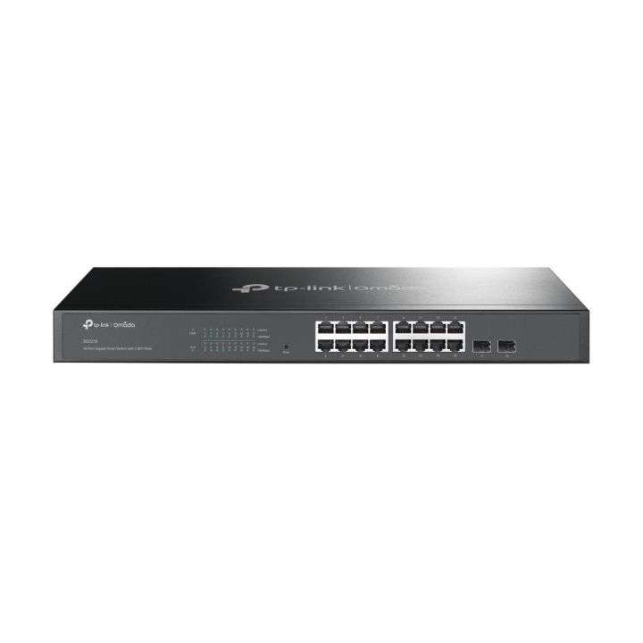 TP-Link JetStream 16-porttinen Gigabit Smart -kytkin, jossa on 2 SFP-paikkaa ryhmässä TIETOKOONET & TARVIKKEET / Verkko / Wifi-vahvistimet @ TP E-commerce Nordic AB (C83841)