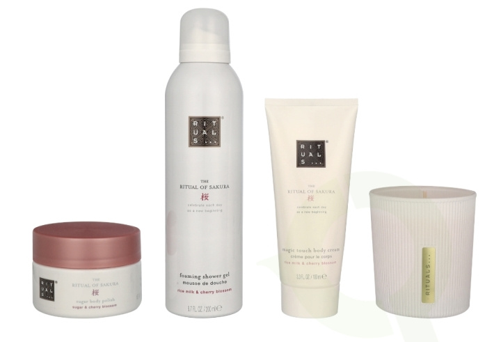 Rituals Sakura Medium Set 565 ml Body Cream 100ml/Scented Candle 140g/Body Scrub 125g/Foaming Shower Gel 200ml ryhmässä KAUNEUS JA TERVEYS / Lahjapakkaukset / Naisten lahjapakkaukset @ TP E-commerce Nordic AB (C84523)