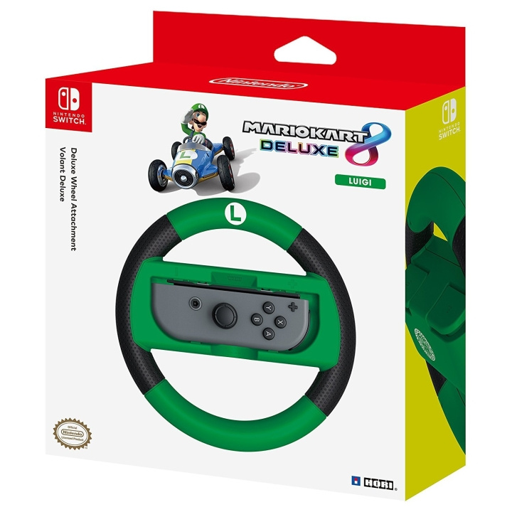 Hori Mario Kart 8 Deluxe - Rattiohjain (Luigi) ryhmässä KODINELEKTRONIIKKA / Pelikonsolit & Tarvikkeet / Nintendo Switch / Tarvikkeet @ TP E-commerce Nordic AB (C84564)