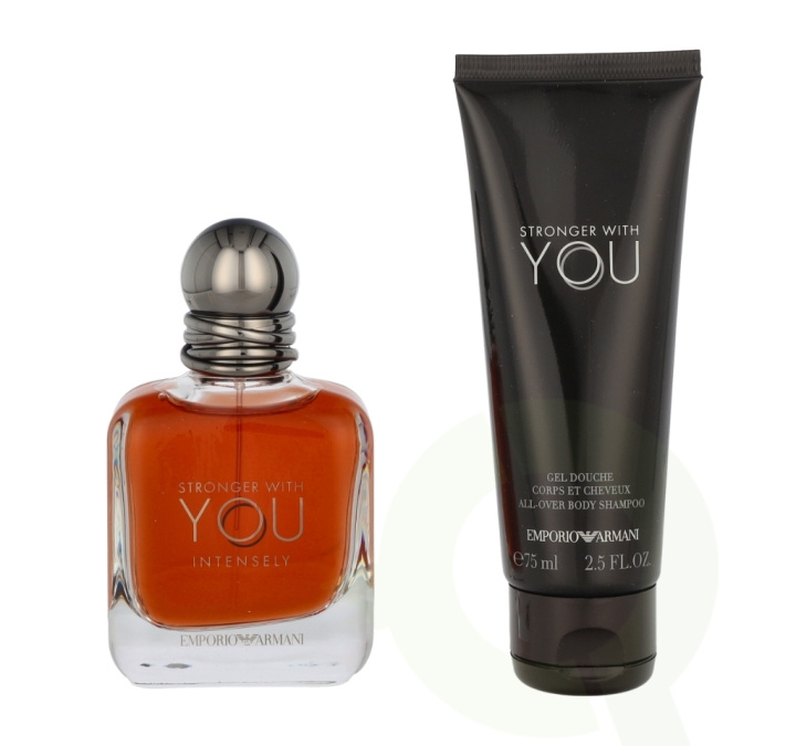 Armani Stronger With You Intensely Giftset 125 ml Edp Spray Intense 50ml/All Over Body Shampoo 75ml ryhmässä KAUNEUS JA TERVEYS / Lahjapakkaukset / Miesten lahjapakkaukset @ TP E-commerce Nordic AB (C85058)