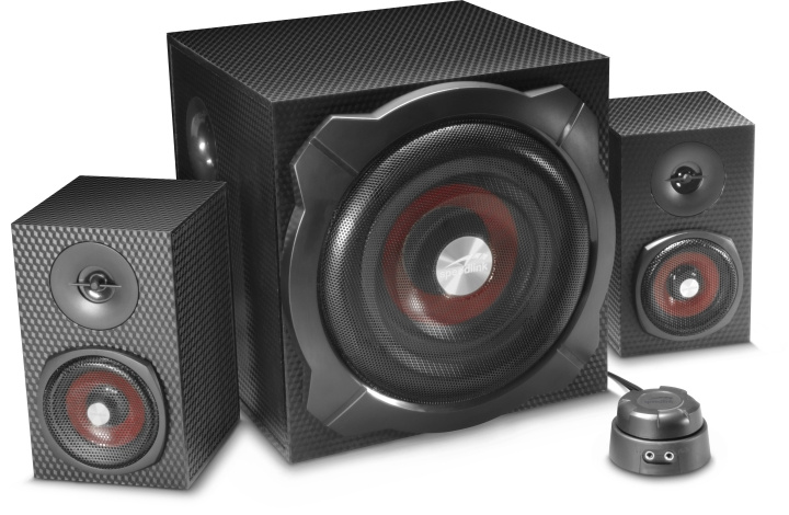 Speedlink GRAVITY CARBON 2.1 subwoofer-järjestelmä, musta ryhmässä TIETOKOONET & TARVIKKEET / Tietokonetarvikkeet / Kaiuttimet @ TP E-commerce Nordic AB (C85354)