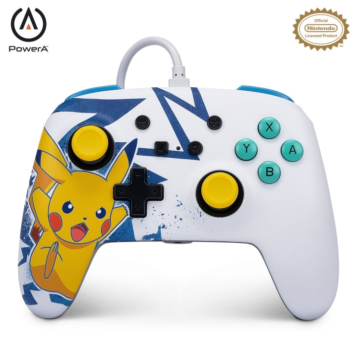 PowerA NSW ENH langallinen ohjain - Pikachu High Voltage / Nintendo Switch - Pikachu High Voltage / Nintendo Switch ryhmässä KODINELEKTRONIIKKA / Pelikonsolit & Tarvikkeet / Nintendo Switch / Tarvikkeet @ TP E-commerce Nordic AB (C85477)