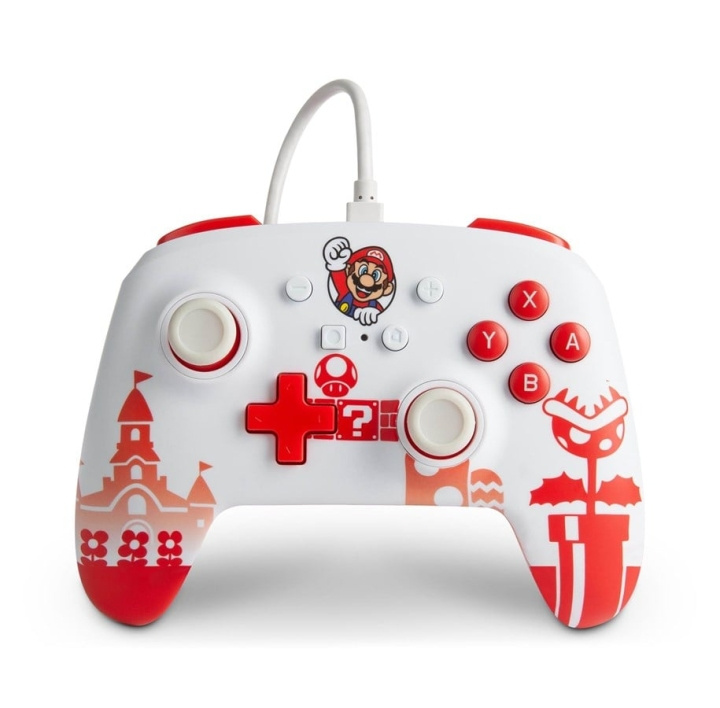 PowerA Parannettu langallinen ohjain Nintendo Switchille - Mario Red/White (punainen/valkoinen) ryhmässä KODINELEKTRONIIKKA / Pelikonsolit & Tarvikkeet / Nintendo Switch @ TP E-commerce Nordic AB (C85485)