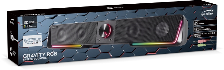 Speedlink GRAVITY RGB Stereo Soundbar, musta ryhmässä KODINELEKTRONIIKKA / Ääni & Kuva / Kotiteatteri, HiFi ja kannettavat / Soundbars @ TP E-commerce Nordic AB (C85513)