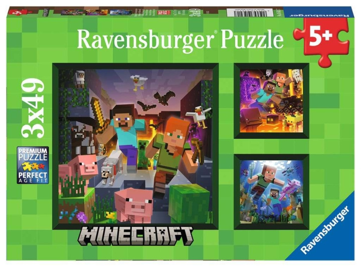 Ravensburger Minecraft Biomes 3x49p - (10105621) ryhmässä LELUT, TUOTTEET LAPSILLE JA VAUVOILLE / Leikkikalut, Askartelu &Pelit / Palapelit @ TP E-commerce Nordic AB (C85696)