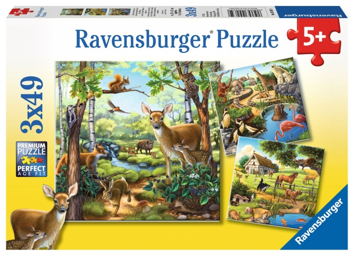 Ravensburger Metsä/eläintarha/eläimet - 3x49p - 09265 ryhmässä LELUT, TUOTTEET LAPSILLE JA VAUVOILLE / Leikkikalut, Askartelu &Pelit / Palapelit @ TP E-commerce Nordic AB (C85776)