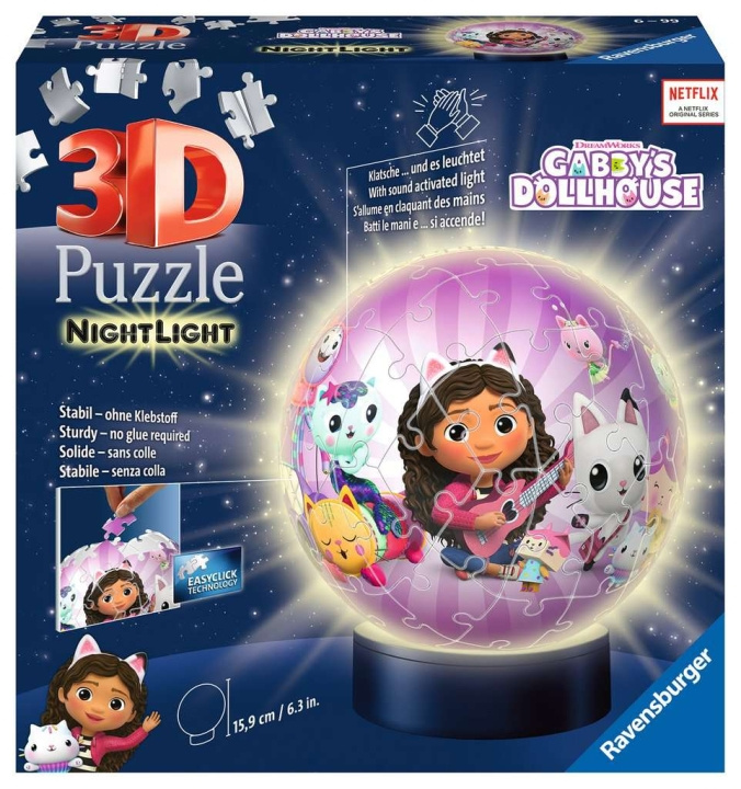 Ravensburger 3D Puzzle Gabby\'s Dollhouse Night Light 72p (10311575) ryhmässä LELUT, TUOTTEET LAPSILLE JA VAUVOILLE / Leikkikalut, Askartelu &Pelit / Palapelit @ TP E-commerce Nordic AB (C85905)