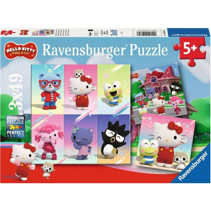 Ravensburger Puzzle Hello Kitty Super Style 3x49p ryhmässä LELUT, TUOTTEET LAPSILLE JA VAUVOILLE / Leikkikalut, Askartelu &Pelit / Palapelit @ TP E-commerce Nordic AB (C86146)