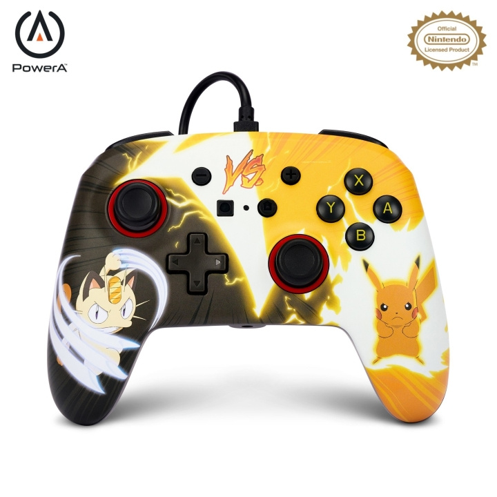 PowerA Parannettu langallinen ohjain - Nintendo Switch - Pikachu vs. Meowth ryhmässä KODINELEKTRONIIKKA / Pelikonsolit & Tarvikkeet / Nintendo Switch @ TP E-commerce Nordic AB (C86202)