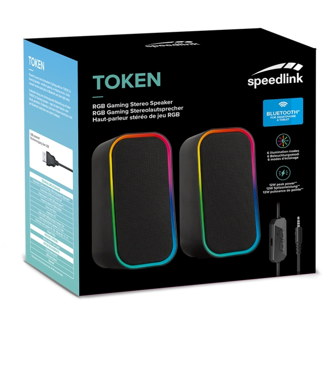 Speedlink TOKEN RGB Gaming Stereokaiutin, musta ryhmässä TIETOKOONET & TARVIKKEET / Tietokonetarvikkeet / Kaiuttimet @ TP E-commerce Nordic AB (C86242)