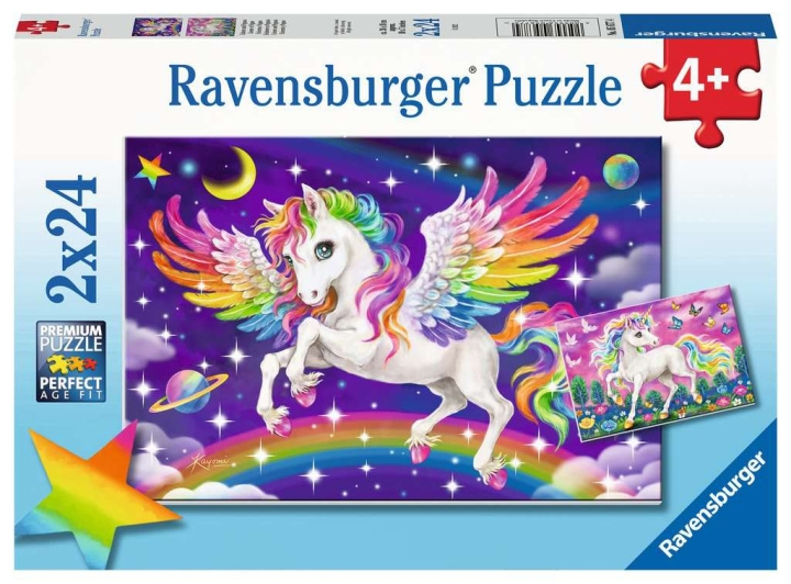 Ravensburger Yksisarvinen ja Pegasus 2x24p - (10105677) ryhmässä LELUT, TUOTTEET LAPSILLE JA VAUVOILLE / Leikkikalut, Askartelu &Pelit / Palapelit @ TP E-commerce Nordic AB (C86302)