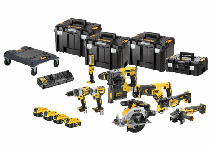 DeWALT DCK853P4T-QW 8-osainen Combopack XR 18 Volt 5.0 Ah Li-Ion sis. 4 akkua TSTAK-koteloissa ryhmässä KOTI, TALOUS JA PUUTARHA / Työkalut & Tee itse / Porakoneet @ TP E-commerce Nordic AB (C86571)