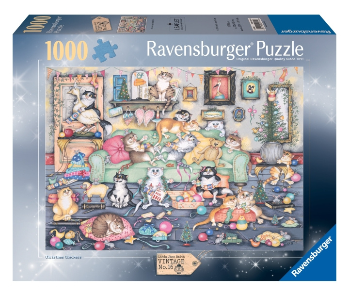 Ravensburger Puzzle Crazy Cats Christmas Crackers 1000p (12001244) ryhmässä LELUT, TUOTTEET LAPSILLE JA VAUVOILLE / Leikkikalut, Askartelu &Pelit / Palapelit @ TP E-commerce Nordic AB (C86599)