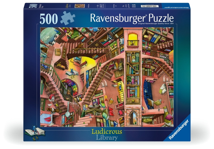 Ravensburger Puzzle Ludicrous Library 500p (12000681) ryhmässä LELUT, TUOTTEET LAPSILLE JA VAUVOILLE / Leikkikalut, Askartelu &Pelit / Palapelit @ TP E-commerce Nordic AB (C86602)