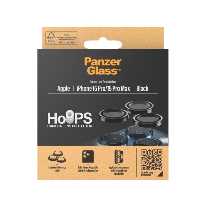 PanzerGlass Hoops kameran linssisuoja iPhone 15 Pro - 15 Pro Max - Musta Metalli ryhmässä ÄLYPUHELIMET JA TABLETIT / Puhelimen suojakotelo / Apple / iPhone 15 @ TP E-commerce Nordic AB (C86753)