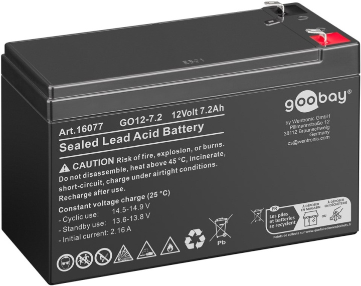 Goobay GO12-7.2 (7200 mAh, 12 V) Faston (4,8 mm) Blybatteri, BattVO ryhmässä KODINELEKTRONIIKKA / Paristot & Laturit / Akut / Muut @ TP E-commerce Nordic AB (C86830)