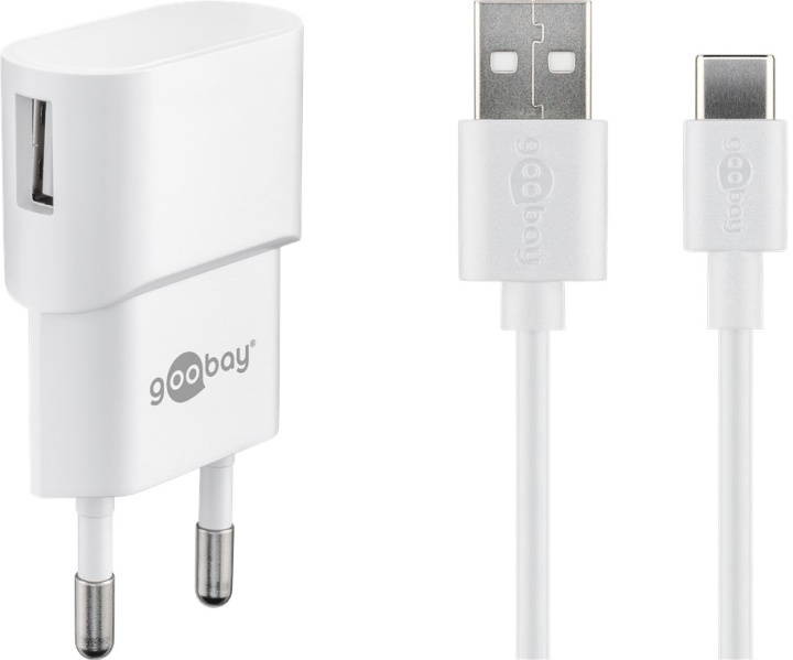 Goobay USB-C™ Dual laddningssats (5 W) Strömförsörjning med USB-C™-kabel 1 m (vit) ryhmässä ÄLYPUHELIMET JA TABLETIT / Laturit & Kaapelit / Seinälaturi / Seinälaturi Type C @ TP E-commerce Nordic AB (C86846)