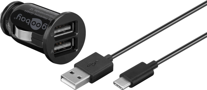 Goobay Dual USB laddare för bil USB-C™, USB-A (12 W) Laddningsadapter för bil med 2x USB-A och USB-C™-kabel 1,0 m (svart) ryhmässä ÄLYPUHELIMET JA TABLETIT / Laturit & Kaapelit / Autolaturi / Autolaturi USB @ TP E-commerce Nordic AB (C86866)