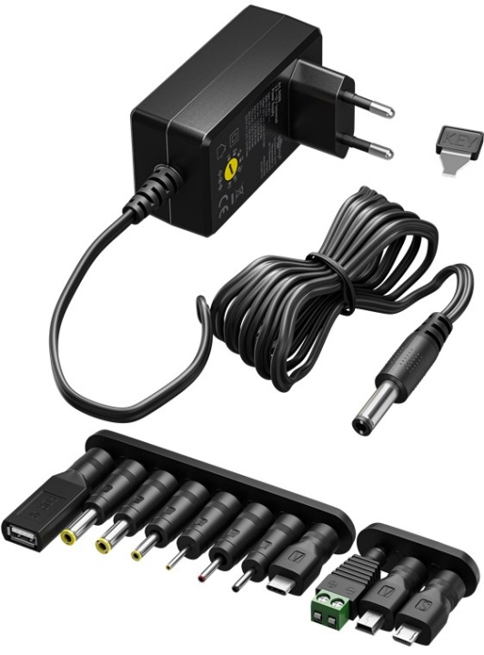 Goobay Universalnätdel 3 V - 12 V, max. 3,6 W inkl. 11 adaptrar: 7 DC-adaptrar plus USB-C™, USB-A, USB Mini-B, Micro-USB och terminalblock ryhmässä KOTI, TALOUS JA PUUTARHA / Sähkö & Valaistus / Verkkosovitin @ TP E-commerce Nordic AB (C86928)