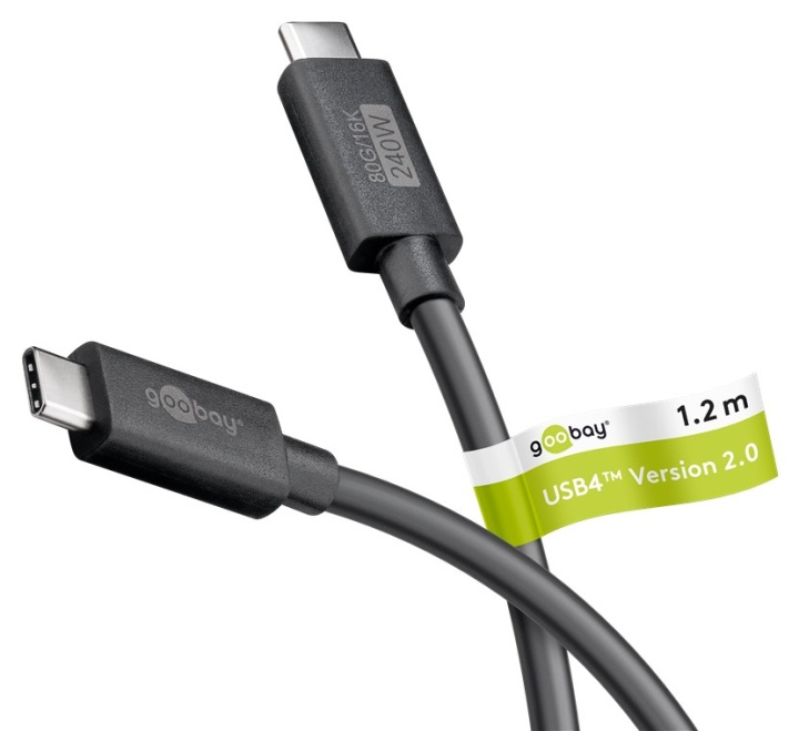 Goobay USB-C™-kabel, USB4™ version 2.0, 240 W, 80 Gbit/s, Power Delivery, 1,2 m USB-C™-kontakt > USB-C™-kontakt ryhmässä TIETOKOONET & TARVIKKEET / Kaapelit & Sovittimet / USB / USB-C @ TP E-commerce Nordic AB (C86967)