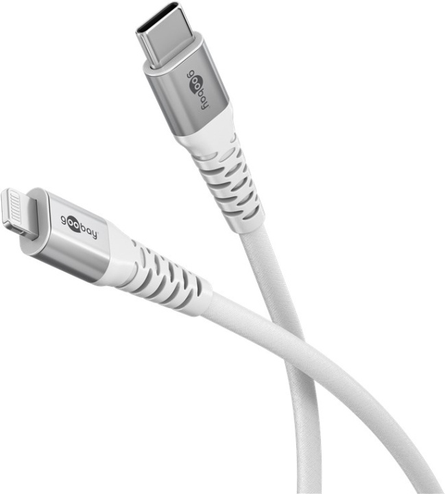 Goobay Lightning-USB-C™ supersoft textilkabel med metallkontakter, 0,5 m, vit MFi-certifierad, elegant och extra robust laddnings- och synkroniseringskabel för Apple iPhone/iPad (vit) ryhmässä ÄLYPUHELIMET JA TABLETIT / Laturit & Kaapelit / Kaapelit / Lightning kaapelit @ TP E-commerce Nordic AB (C87039)