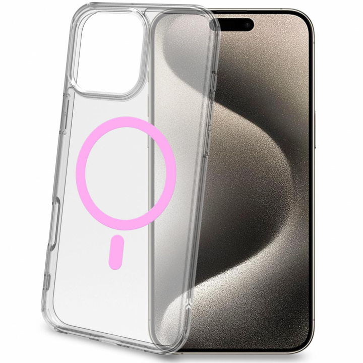 Celly Gelskinmag Magnetic Cover MagSafe iPhone 16 Pro Max Transparent + Rosa ryhmässä ÄLYPUHELIMET JA TABLETIT / Puhelimen suojakotelo / Apple / iPhone 16 @ TP E-commerce Nordic AB (C88237)