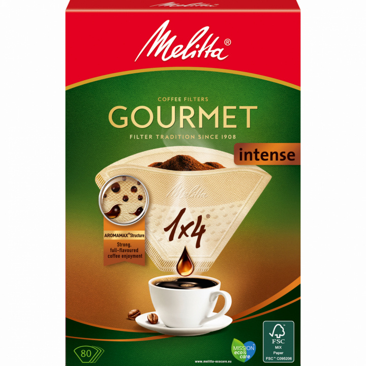 Melitta Kaffefilter Gourmet Intense 1X4 80P 8st DFP ryhmässä KOTI, TALOUS JA PUUTARHA / Kodinkoneet / Kahvikoneet ja tarvikkeet / Kapselit, suodatinpussit & Tarvikkeet @ TP E-commerce Nordic AB (C88271)