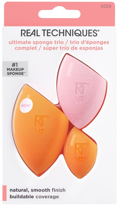 Real Techniques Ultimate Sponge Trio Oranssi/Rosa ryhmässä KAUNEUS JA TERVEYS / Ihonhoito / Kasvot / Puhdistus @ TP E-commerce Nordic AB (C89627)