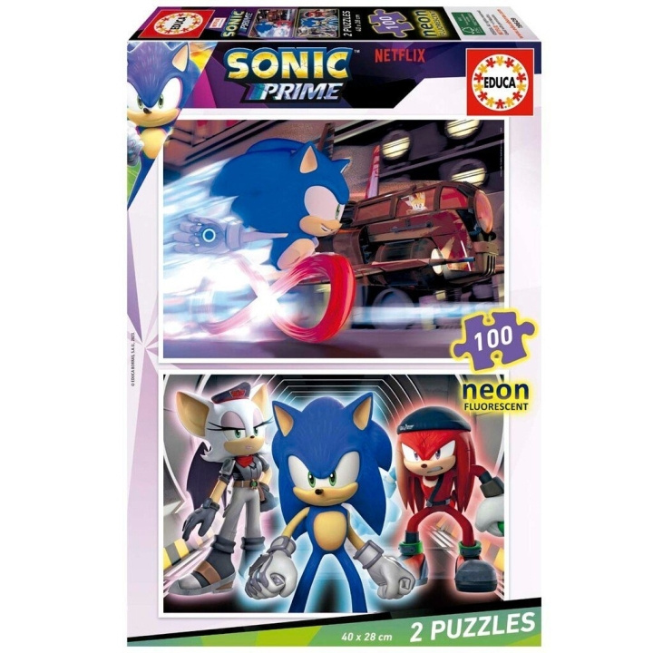 Educa 2x100 Sonic Prime Neon Puzzle (80-19629) ryhmässä LELUT, TUOTTEET LAPSILLE JA VAUVOILLE / Leikkikalut, Askartelu &Pelit / Lasten palapeli @ TP E-commerce Nordic AB (C89924)