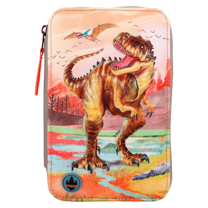 Dino World Kolminkertainen kynäkotelo LED Khaki Brown (412381) ryhmässä LELUT, TUOTTEET LAPSILLE JA VAUVOILLE / Leikkikalut, Askartelu &Pelit / Piirrä ja laske @ TP E-commerce Nordic AB (C90209)