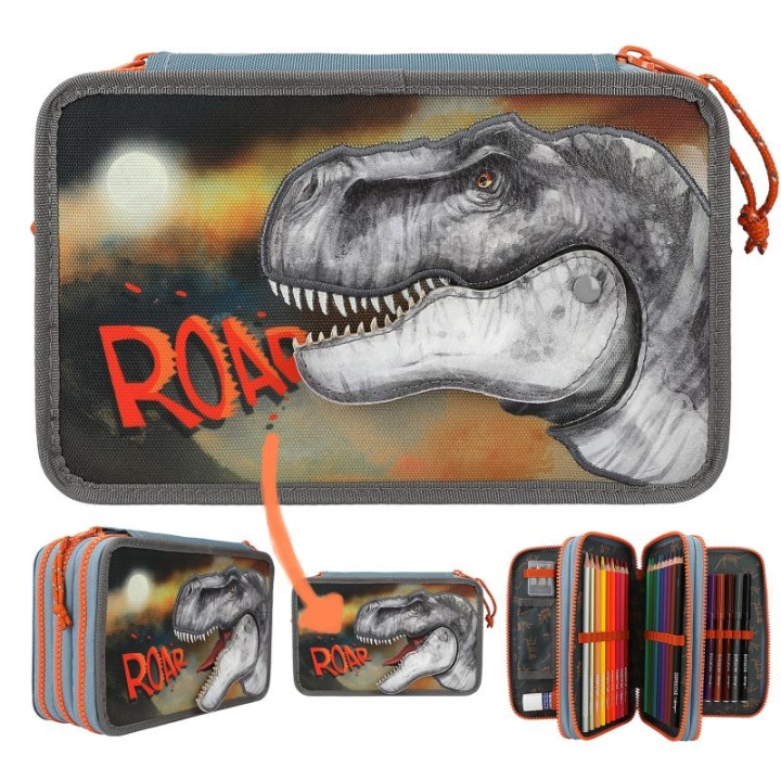 Dino World Kolminkertainen kynäkotelo ROAR ( 0411756 ) ryhmässä LELUT, TUOTTEET LAPSILLE JA VAUVOILLE / Leikkikalut, Askartelu &Pelit / Piirrä ja laske @ TP E-commerce Nordic AB (C90429)